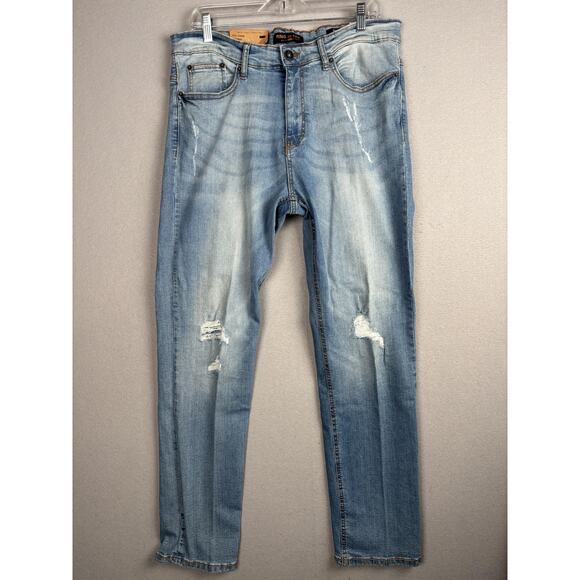 Ring of Fire Jeans Mens 36x30 Slim Cayenne Distressed Smoke Wash Denim Pants - Picture 1 of 16